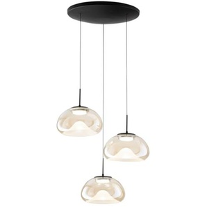 LED-Pendelleuchte Brena, cognac, 3-flammig, 35 cm, inkl. CCT Steuerung