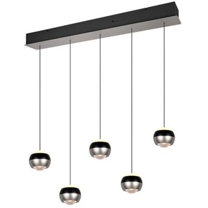 LED-Pendelleuchte Orbit, schwarz/nickel, 5-flammig, 100 cm, inkl. Dimmfunktion