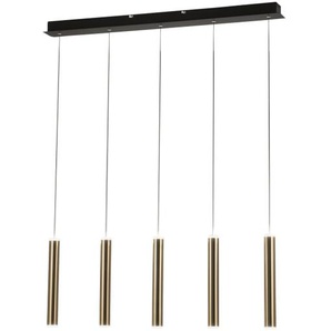 LED-Pendelleuchte Prado, schwarz/goldfarbig, 5-flammig, 90 cm