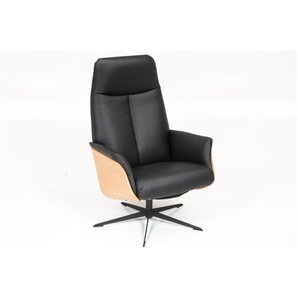 Leder Relaxsessel mit Hocker 3463-3363, schwarz