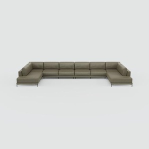 Ledersofa Kiesgrau Kunstleder - Elegantes, gemütliches Ledersofa: Hochwertige Qualität, einzigartiges Design - 508 x 75 x 214 cm, konfigurierbar