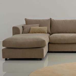 LeGer Home by Lena Gercke Ecksofa Avelina, 2 Teile, Breite 297 cm, in Cord- und Chenille- Stoff, Rückenkissen mit Federn