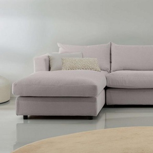 LeGer Home by Lena Gercke Ecksofa Avelina, 2 Teile, Breite 297 cm, in Cord- und Chenille- Stoff, Rückenkissen mit Federn