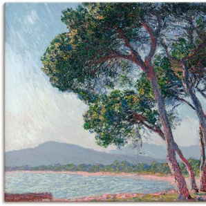 Leinwandbild ARTLAND Der Strand bei Juan-les-pins. 1888 Bilder Gr. B/H: 120 cm x 90 cm, Leinwandbild Gewässer, 1 St., blau Leinwandbilder auf Keilrahmen gespannt