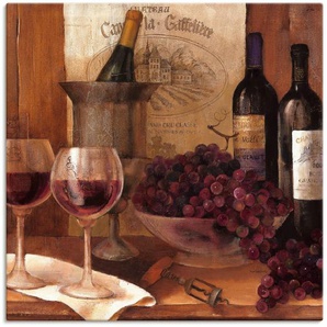Leinwandbild ARTLAND Vintage Wein Bilder Gr. B/H: 100 cm x 100 cm, Leinwandbild Getränke quadratisch, 1 St., braun Leinwandbilder auf Keilrahmen gespannt