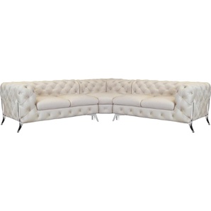 Leonique Chesterfield-Sofa Amaury L-Form, Chesterfield-Optik, Breite/Tiefe je 262 cm, Fußfarbe wählbar