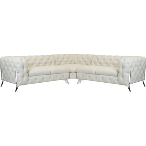 Leonique Chesterfield-Sofa Amaury L-Form, Chesterfield-Optik, Breite/Tiefe je 262 cm, Fußfarbe wählbar