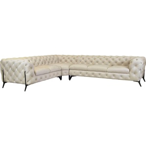 Leonique Chesterfield-Sofa Amaury L-Form, großes Ecksofa, Chesterfield-Optik, Breite 323 cm, Fußfarbe wählbar