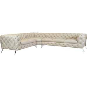 Leonique Chesterfield-Sofa Amaury L-Form, großes Ecksofa, Chesterfield-Optik, Breite 323 cm, Fußfarbe wählbar