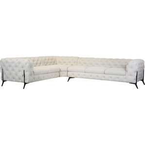 Leonique Chesterfield-Sofa Amaury L-Form, großes Ecksofa, Chesterfield-Optik, Breite 323 cm, Fußfarbe wählbar