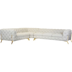 Leonique Chesterfield-Sofa Amaury L-Form, großes Ecksofa, Chesterfield-Optik, Breite 323 cm, Fußfarbe wählbar