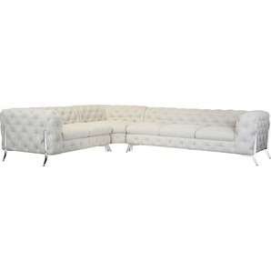 Leonique Chesterfield-Sofa Amaury L-Form, großes Ecksofa, Chesterfield-Optik, Breite 323 cm, Fußfarbe wählbar