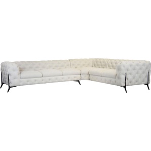 Leonique Chesterfield-Sofa Amaury L-Form, großes Ecksofa, Chesterfield-Optik, Breite 323 cm, Fußfarbe wählbar