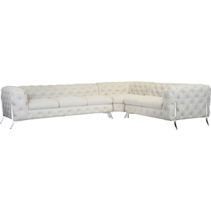 Leonique Chesterfield-Sofa Amaury L-Form, großes Ecksofa, Chesterfield-Optik, Breite 323 cm, Fußfarbe wählbar