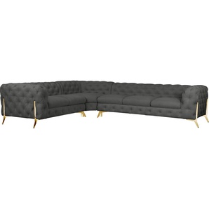 Leonique Chesterfield-Sofa Amaury L-Form, großes Ecksofa, Chesterfield-Optik, Breite 323 cm, Fußfarbe wählbar