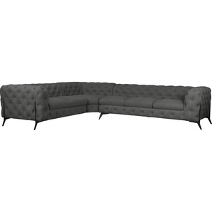 Leonique Chesterfield-Sofa Amaury L-Form, großes Ecksofa, Chesterfield-Optik, Breite 323 cm, Fußfarbe wählbar