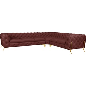 Leonique Chesterfield-Sofa Amaury L-Form, großes Ecksofa, Chesterfield-Optik, Breite 323 cm, Fußfarbe wählbar