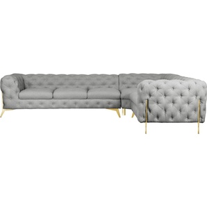 Leonique Chesterfield-Sofa Amaury L-Form, großes Ecksofa, Chesterfield-Optik, Breite 323 cm, Fußfarbe wählbar