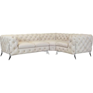 Leonique Chesterfield-Sofa Amaury L-Form, moderne Chersterfield-Optik, Breite 262 cm, Fußfarbe wählbar