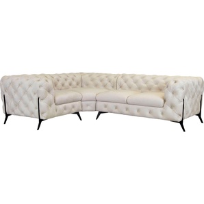 Leonique Chesterfield-Sofa Amaury L-Form, moderne Chersterfield-Optik, Breite 262 cm, Fußfarbe wählbar