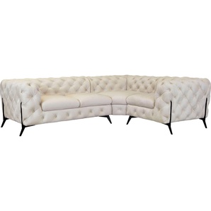 Leonique Chesterfield-Sofa Amaury L-Form, moderne Chersterfield-Optik, Breite 262 cm, Fußfarbe wählbar