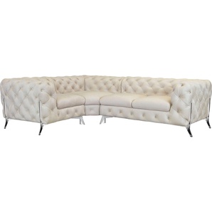 Leonique Chesterfield-Sofa Amaury L-Form, moderne Chersterfield-Optik, Breite 262 cm, Fußfarbe wählbar