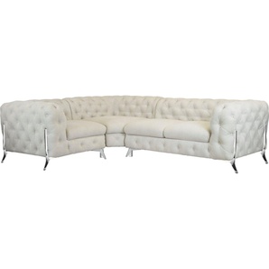 Leonique Chesterfield-Sofa Amaury L-Form, moderne Chersterfield-Optik, Breite 262 cm, Fußfarbe wählbar