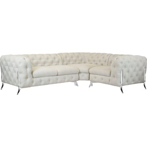 Leonique Chesterfield-Sofa Amaury L-Form, moderne Chersterfield-Optik, Breite 262 cm, Fußfarbe wählbar