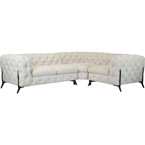 Leonique Chesterfield-Sofa Amaury L-Form, moderne Chersterfield-Optik, Breite 262 cm, Fußfarbe wählbar