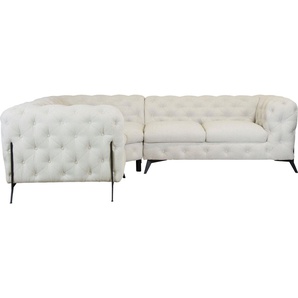 Leonique Chesterfield-Sofa Amaury L-Form, moderne Chersterfield-Optik, Breite 262 cm, Fußfarbe wählbar