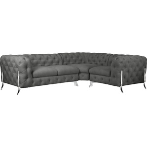 Leonique Chesterfield-Sofa Amaury L-Form, moderne Chersterfield-Optik, Breite 262 cm, Fußfarbe wählbar