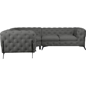 Leonique Chesterfield-Sofa Amaury L-Form, moderne Chersterfield-Optik, Breite 262 cm, Fußfarbe wählbar