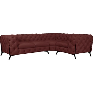 Leonique Chesterfield-Sofa Amaury L-Form, moderne Chersterfield-Optik, Breite 262 cm, Fußfarbe wählbar