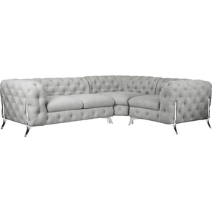 Leonique Chesterfield-Sofa Amaury L-Form, moderne Chersterfield-Optik, Breite 262 cm, Fußfarbe wählbar