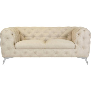 Leonique Chesterfield-Sofa Glynis, aufwändige Knopfheftung, moderne Chesterfield Optik, Fußfarbe wählbar