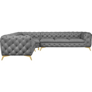 Leonique Chesterfield-Sofa Glynis L-Form, aufwändige Knopfheftung, moderne Chesterfield Optik, Fußfarbe wählbar