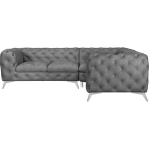 Leonique Chesterfield-Sofa Glynis L-Form, aufwändige Knopfheftung, moderne Chesterfield Optik, Fußfarbe wählbar