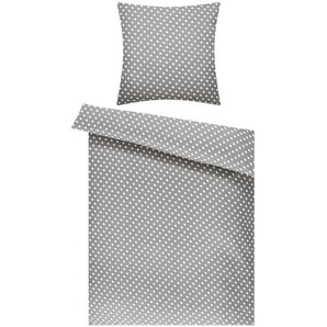 levelone Microfaser Bettwäsche Polka Dot | grau | 135 cm |