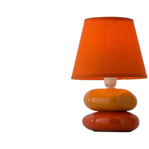 levelone Tischlampe orange m. Keramikfuß, Stoffschirm ¦ mehrfarbig ¦ Maße (cm): H: 23  Ø: 15