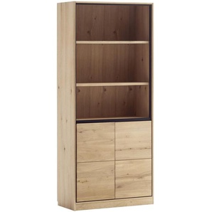 Linea Natura Aktenregal, Eiche Bianco, Holzwerkstoff, Asteiche, furniert, massiv, 3 Fächer, 86x198x40 cm, Beimöbel erhältlich, stehend, Arbeitszimmer, Büroregale, Aktenregale