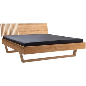 Linea Natura Bett, Eiche, Weiß, Holz, Wildeiche, massiv, 180x200 cm, in verschiedenen Größen erhältlich, Schlafzimmer, Betten, Futonbetten