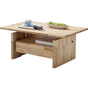 Linea Natura Couchtisch, Buche, Holz, Buche, vollmassiv, 1 Schubladen, rechteckig, Wange, 70x51-70x110 cm, Wohnzimmer, Wohnzimmertische, Couchtische