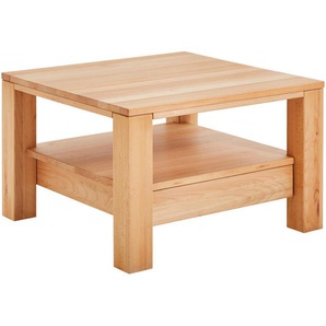 Linea Natura Couchtisch, Buche, Holz, Kernbuche, massiv, 1 Schubladen, quadratisch, eckig, 70x47.5x70 cm, Stauraum, Wohnzimmer, Wohnzimmertische, Couchtische, Couchtische mit Rollen