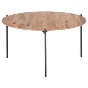 Linea Natura Couchtisch, Natur, Schwarz, Holz, Metall, Eiche, massiv, rund, Rundrohr, 74x38x74 cm, Wohnzimmer, Wohnzimmertische, Couchtische, Metall-Couchtische