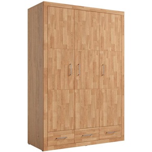 Linea Natura Drehtürenschrank, Eiche, Holzwerkstoff, Eiche, massiv, 4 Fächer, 3 Schubladen, 145x212x60 cm, Typenauswahl, Beimöbel erhältlich, in verschiedenen Holzarten erhältlich, Kinder- & Jugendzimmer, Jugendmöbel, Jugendkleiderschränke