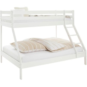 Linea Natura Etagenbett, Weiß, Holz, Buche, massiv, 2-Zonen, Höhe ca. 20 cm, 140x200 cm, Federholzleisten verleimt, Kinder- & Jugendzimmer, Kindermöbel, Kinderbetten, Etagenbetten