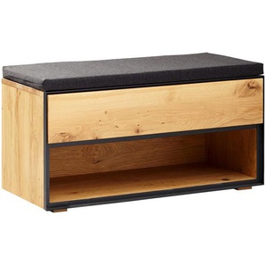 Linea Natura Garderobenbank, Holz, Wildeiche, furniert, massiv, teilmassiv, 85x44.8x38 cm, Holzmöbel, Garderoben Holz, Garderobenbänke Holz