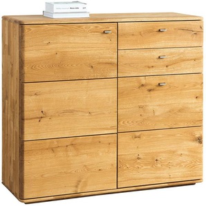 Linea Natura Kommode Denver, Eiche, Holz, Eiche, massiv, 3 Fächer, 2 Schubladen, 117x103x39 cm, Beimöbel erhältlich, stehend, Garderobe, Garderoben Kommoden