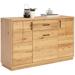 Linea Natura Kommode, Eiche, Metall, Wildeiche, furniert,furniert, massiv,massiv, 3 Fächer, 1 Schubladen, 140x88x40 cm, Beimöbel erhältlich, Wohnzimmer, Kommoden & Sideboards, Kommoden