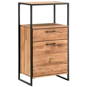 Linea Natura Kommode, Metall, Wildeiche, massiv, Hartholz, 1 Schubladen, 60x108x39 cm, Typenauswahl, Beimöbel erhältlich, Wohnzimmer, Kommoden & Sideboards, Kommoden